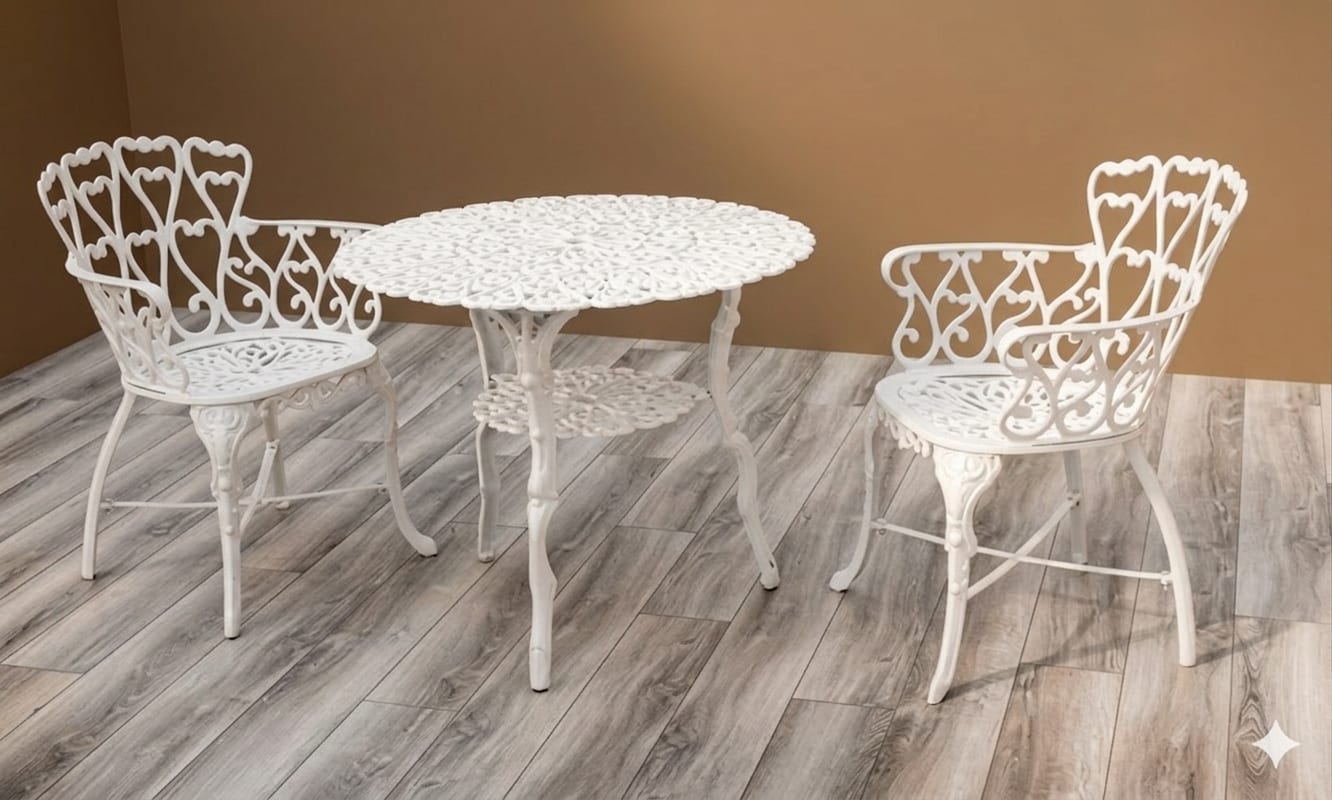 Victorian White Bistro Set (2-seater)