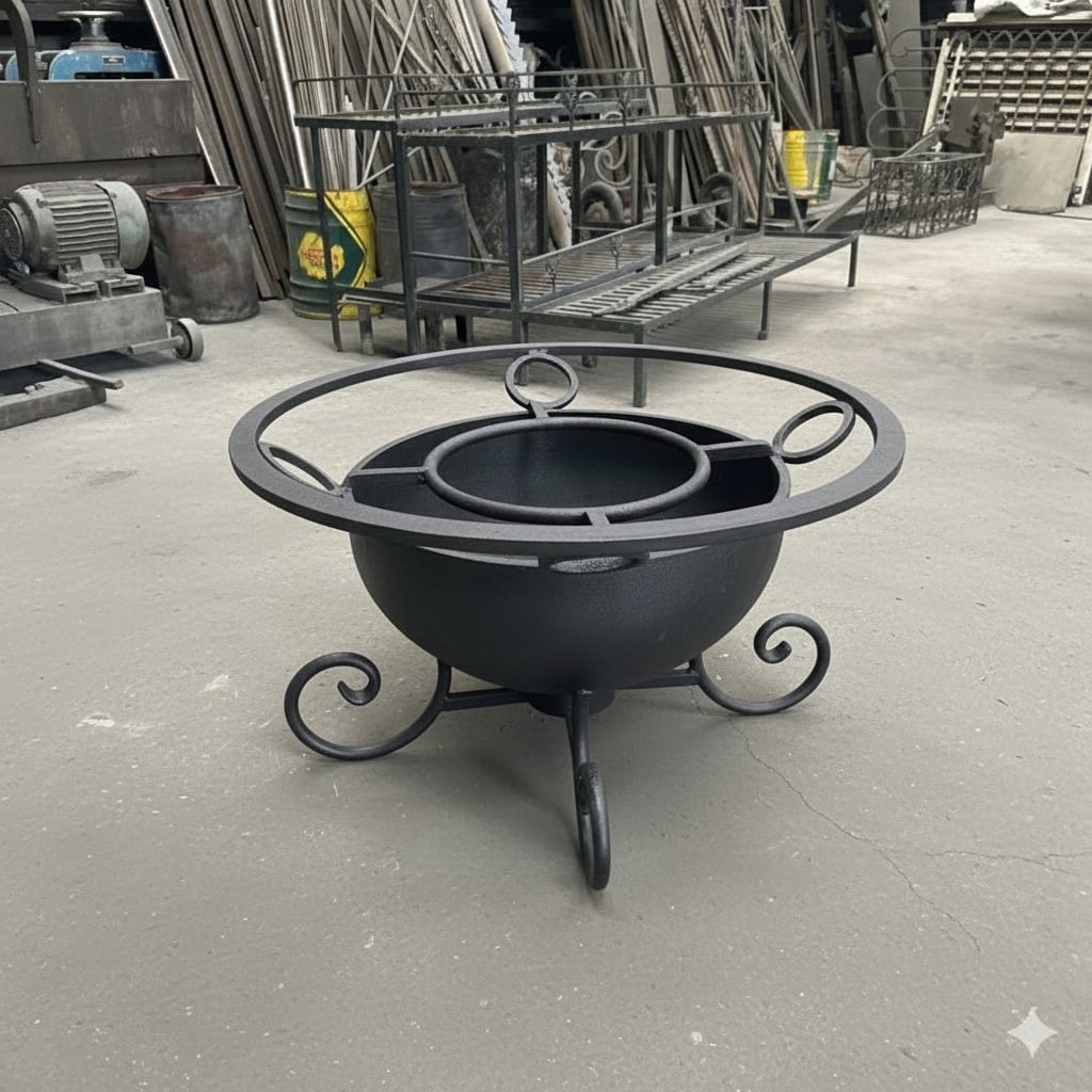 Cast-Iron Firepit with Surround Ring